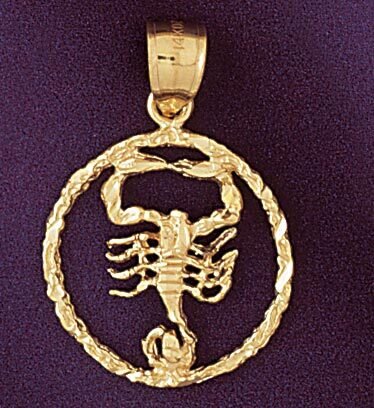 Scorpio Scorpion Zodiac Pendant Necklace Charm Bracelet in Yellow, White or Rose Gold 9435