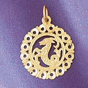 Capricorn Goat Zodiac Pendant Necklace Charm Bracelet in Yellow, White or Rose Gold 9437