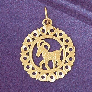 Aries Ram Zodiac Pendant Necklace Charm Bracelet in Yellow, White or Rose Gold 9440
