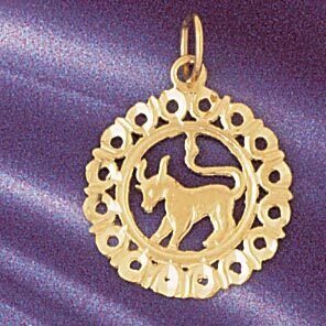 Taurus Bull Zodiac Pendant Necklace Charm Bracelet in Yellow, White or Rose Gold 9441