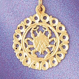 Dazzlers Jewelry Cancer Crab Zodiac Pendant Necklace Charm Bracelet in Yellow, White or Rose Gold 9…