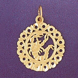 Scorpio Scorpion Zodiac Pendant Necklace Charm Bracelet in Yellow, White or Rose Gold 9447