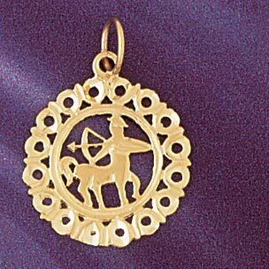 Sagittarius Archer Zodiac Pendant Necklace Charm Bracelet in Yellow, White or Rose Gold 9448