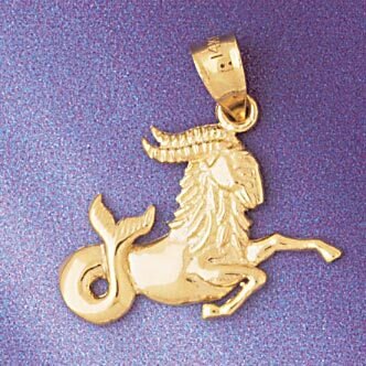 Capricorn Goat Zodiac Pendant Necklace Charm Bracelet in Yellow, White or Rose Gold 9449