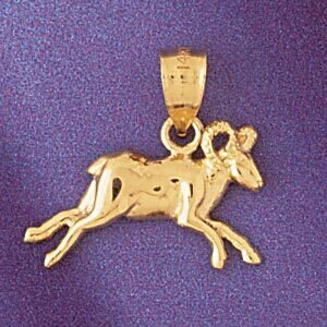 Aries Ram Zodiac Pendant Necklace Charm Bracelet in Yellow, White or Rose Gold 9452