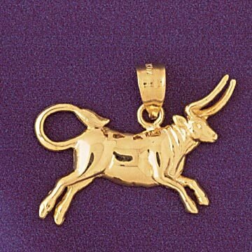 Taurus Bull Zodiac Pendant Necklace Charm Bracelet in Yellow, White or Rose Gold 9453