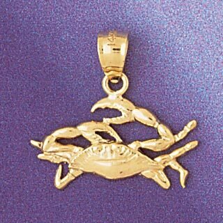 Cancer Crab Zodiac Pendant Necklace Charm Bracelet in Yellow, White or Rose Gold 9455