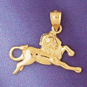 Leo Lion Zodiac Pendant Necklace Charm Bracelet in Yellow, White or Rose Gold 9456