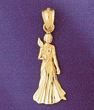 Virgo Virgin Zodiac Pendant Necklace Charm Bracelet in Yellow, White or Rose Gold 9457