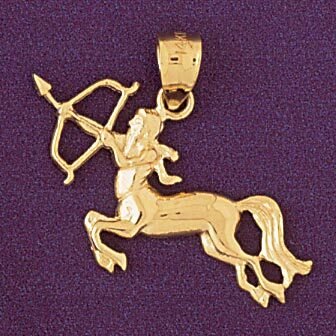 Sagittarius Archer Zodiac Pendant Necklace Charm Bracelet in Yellow, White or Rose Gold 9460