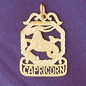 Capricorn Goat Zodiac Pendant Necklace Charm Bracelet in Yellow, White or Rose Gold 9461