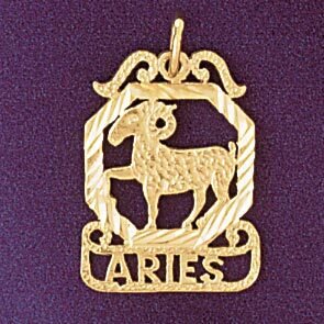Aries Ram Zodiac Pendant Necklace Charm Bracelet in Yellow, White or Rose Gold 9464