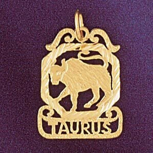 Taurus Bull Zodiac Pendant Necklace Charm Bracelet in Yellow, White or Rose Gold 9465