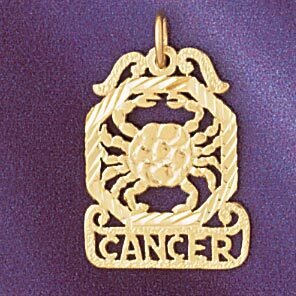 Cancer Crab Zodiac Pendant Necklace Charm Bracelet in Yellow, White or Rose Gold 9467