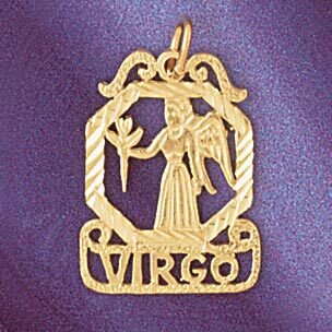 Virgo Virgin Zodiac Pendant Necklace Charm Bracelet in Yellow, White or Rose Gold 9469