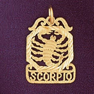 Scorpio Scorpion Zodiac Pendant Necklace Charm Bracelet in Yellow, White or Rose Gold 9471