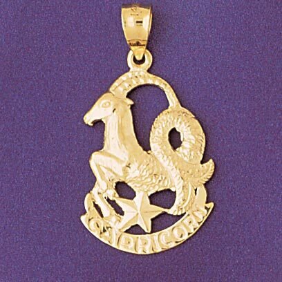 Capricorn Goat Zodiac Pendant Necklace Charm Bracelet in Yellow, White or Rose Gold 9473