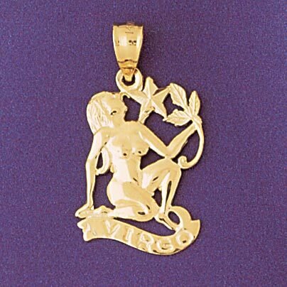 Virgo Virgin Zodiac Pendant Necklace Charm Bracelet in Yellow, White or Rose Gold 9474