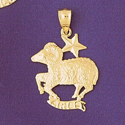 Aries Ram Zodiac Pendant Necklace Charm Bracelet in Yellow, White or Rose Gold 9476