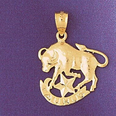 Taurus Bull Zodiac Pendant Necklace Charm Bracelet in Yellow, White or Rose Gold 9477