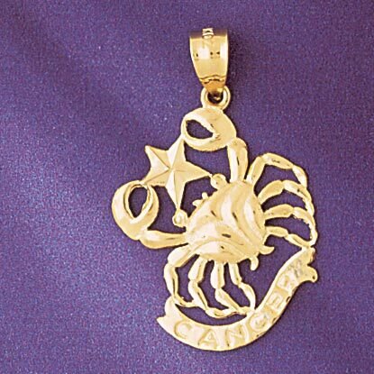 Cancer Crab Zodiac Pendant Necklace Charm Bracelet in Yellow, White or Rose Gold 9479