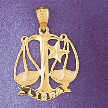 Libra Scales Zodiac Pendant Necklace Charm Bracelet in Yellow, White or Rose Gold 9482