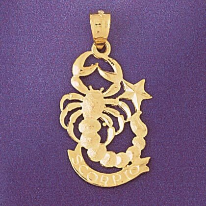 Scorpio Scorpion Zodiac Pendant Necklace Charm Bracelet in Yellow, White or Rose Gold 9483