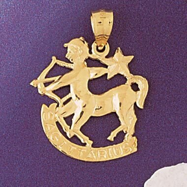 Sagittarius Archer Zodiac Pendant Necklace Charm Bracelet in Yellow, White or Rose Gold 9484