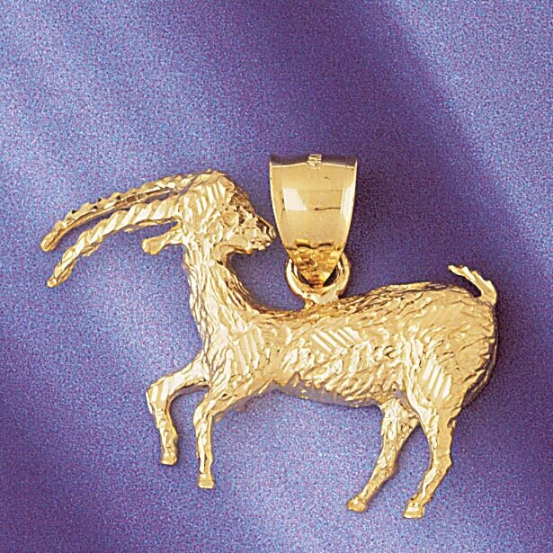 Capricorn Goat Zodiac Pendant Necklace Charm Bracelet in Yellow, White or Rose Gold 9497