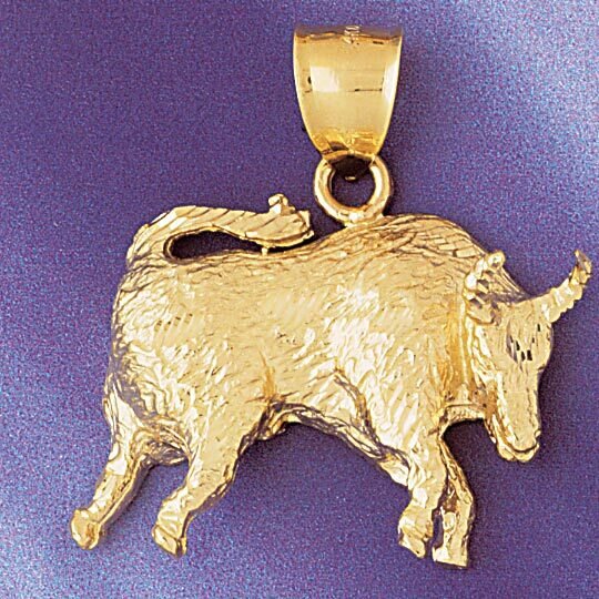 Taurus Bull Zodiac Pendant Necklace Charm Bracelet in Yellow, White or Rose Gold 9501