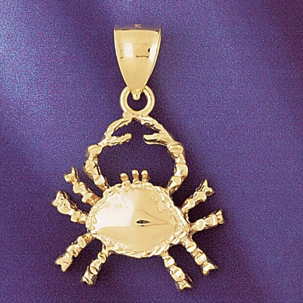 Cancer Crab Zodiac Pendant Necklace Charm Bracelet in Yellow, White or Rose Gold 9503