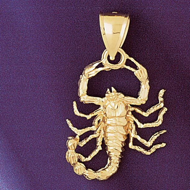 Scorpio Scorpion Zodiac Pendant Necklace Charm Bracelet in Yellow, White or Rose Gold 9507