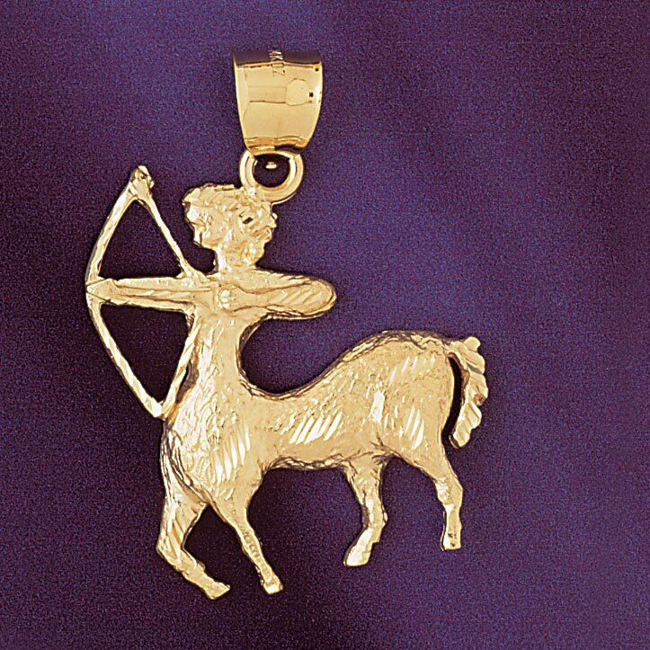 Sagittarius Archer Zodiac Pendant Necklace Charm Bracelet in Yellow, White or Rose Gold 9508