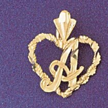 Initial A Heart Pendant Necklace Charm Bracelet in Yellow, White or Rose Gold 9579a