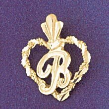 Initial B Heart Pendant Necklace Charm Bracelet in Yellow, White or Rose Gold 9579b