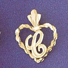 Dazzlers Jewelry Initial C Heart Pendant Necklace Charm Bracelet in Yellow, White or Rose Gold 9579…