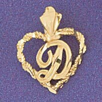 Dazzlers Jewelry Initial D Heart Pendant Necklace Charm Bracelet in Yellow, White or Rose Gold 9579…