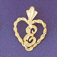 Initial E Heart Pendant Necklace Charm Bracelet in Yellow, White or Rose Gold 9579e