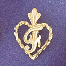 Dazzlers Jewelry Initial F Heart Pendant Necklace Charm Bracelet in Yellow, White or Rose Gold 9579…