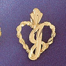 Initial J Heart Pendant Necklace Charm Bracelet in Yellow, White or Rose Gold 9579j