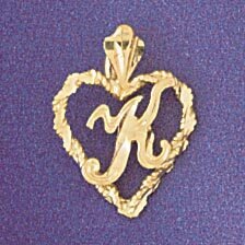 Dazzlers Jewelry Initial K Heart Pendant Necklace Charm Bracelet in Yellow, White or Rose Gold 9579…