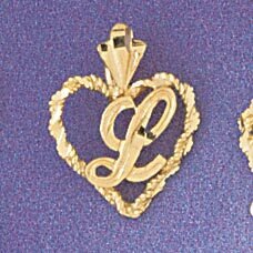 Dazzlers Jewelry Initial L Heart Pendant Necklace Charm Bracelet in Yellow, White or Rose Gold 9579…
