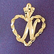 Dazzlers Jewelry Initial N Heart Pendant Necklace Charm Bracelet in Yellow, White or Rose Gold 9579…