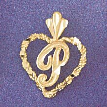 Dazzlers Jewelry Initial P Heart Pendant Necklace Charm Bracelet in Yellow, White or Rose Gold 9579…