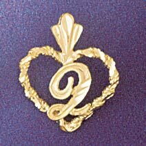 Initial Q Heart Pendant Necklace Charm Bracelet in Yellow, White or Rose Gold 9579q
