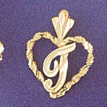 Dazzlers Jewelry Initial T Heart Pendant Necklace Charm Bracelet in Yellow, White or Rose Gold 9579…