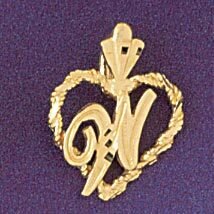 Dazzlers Jewelry Initial W Heart Pendant Necklace Charm Bracelet in Yellow, White or Rose Gold 9579…