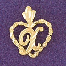 Dazzlers Jewelry Initial X Heart Pendant Necklace Charm Bracelet in Yellow, White or Rose Gold 9579…