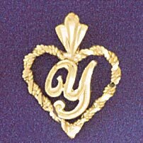Dazzlers Jewelry Initial Y Heart Pendant Necklace Charm Bracelet in Yellow, White or Rose Gold 9579…