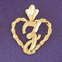 Initial Z Heart Pendant Necklace Charm Bracelet in Yellow, White or Rose Gold 9579z